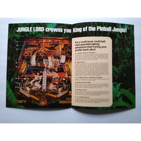 Jungle Lord Pinball FLYER Original 1981 Game Foldout Vintage Retro Art Promo - Picture 2 of 5